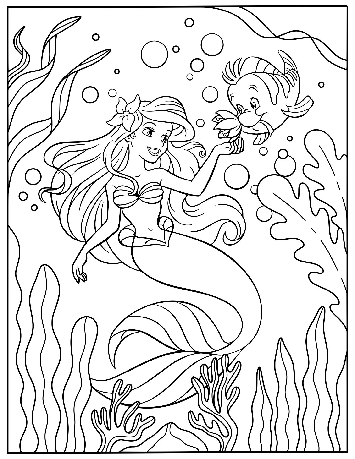 33 Beautiful Mermaid Coloring Pages Ariel Printable 7