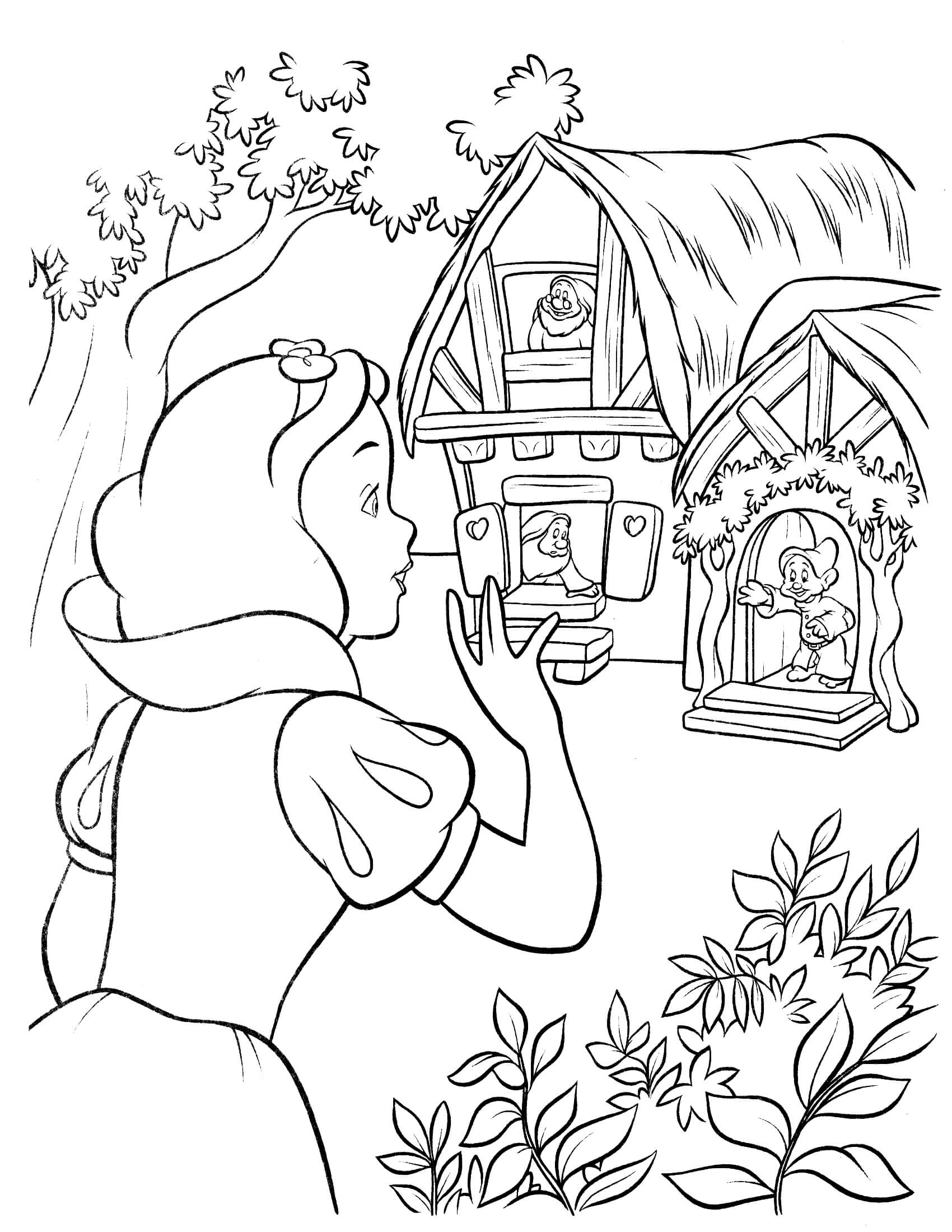 33 Magical Snow White and the Seven Dwarfs Coloring Pages Printable 2