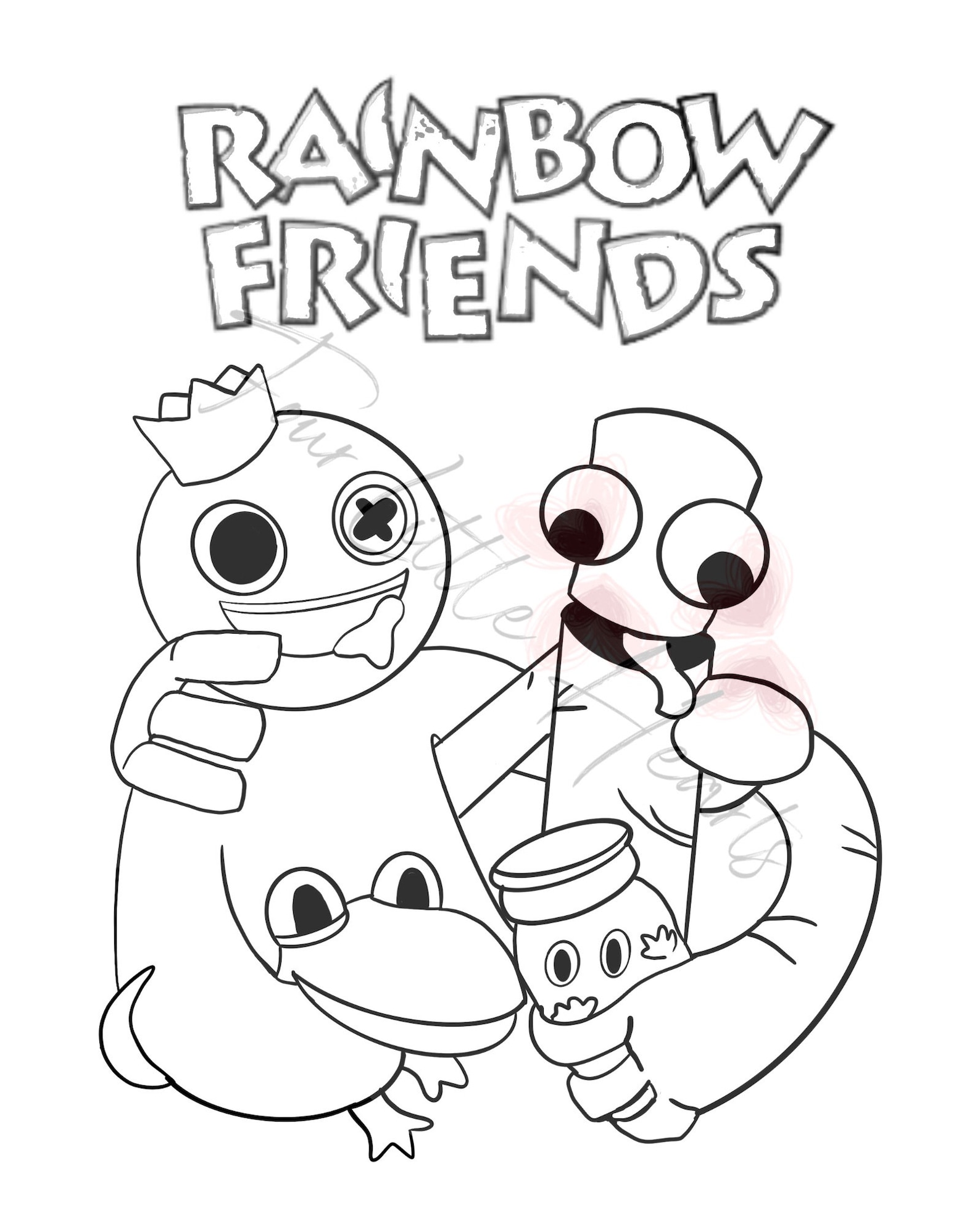 33 Rainbow Friends Teal Coloring Pages Printable 1