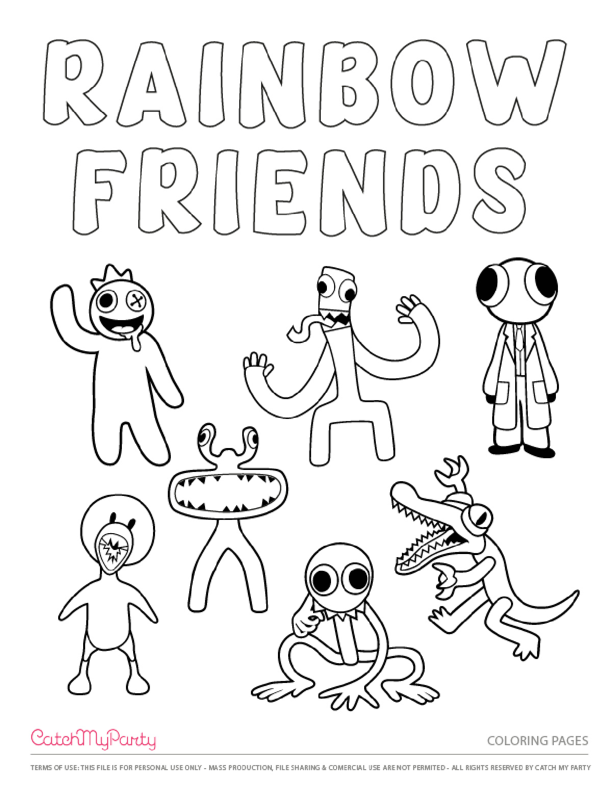 33 Rainbow Friends Teal Coloring Pages Printable 24