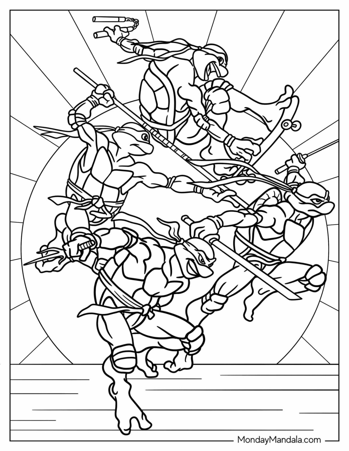 34 Dynamic Teenage Mutant Ninja Turtles Coloring Pages Printable 9