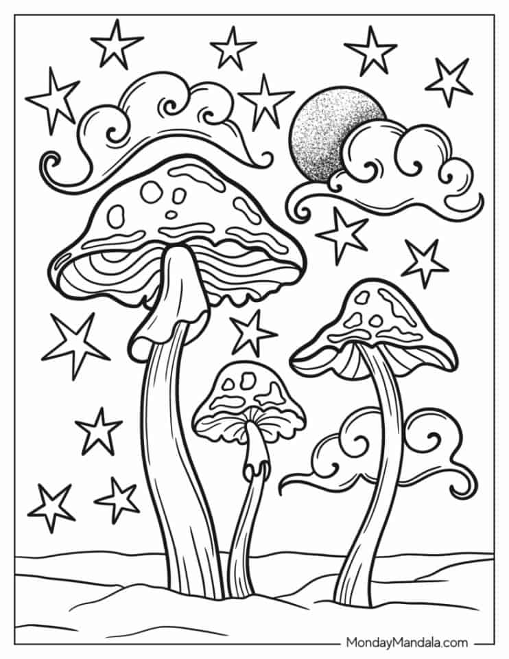 34 Fun Mushrooms Coloring Pages Printable 1