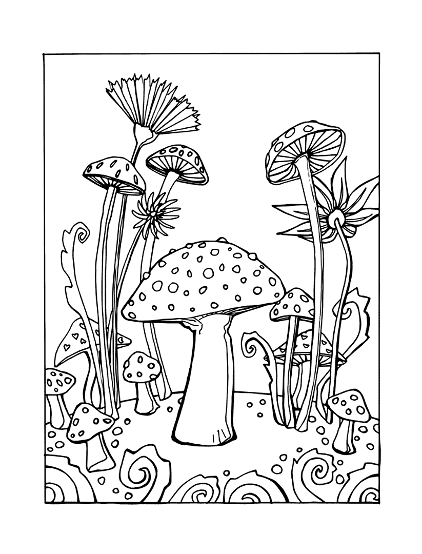 34 Fun Mushrooms Coloring Pages Printable 19