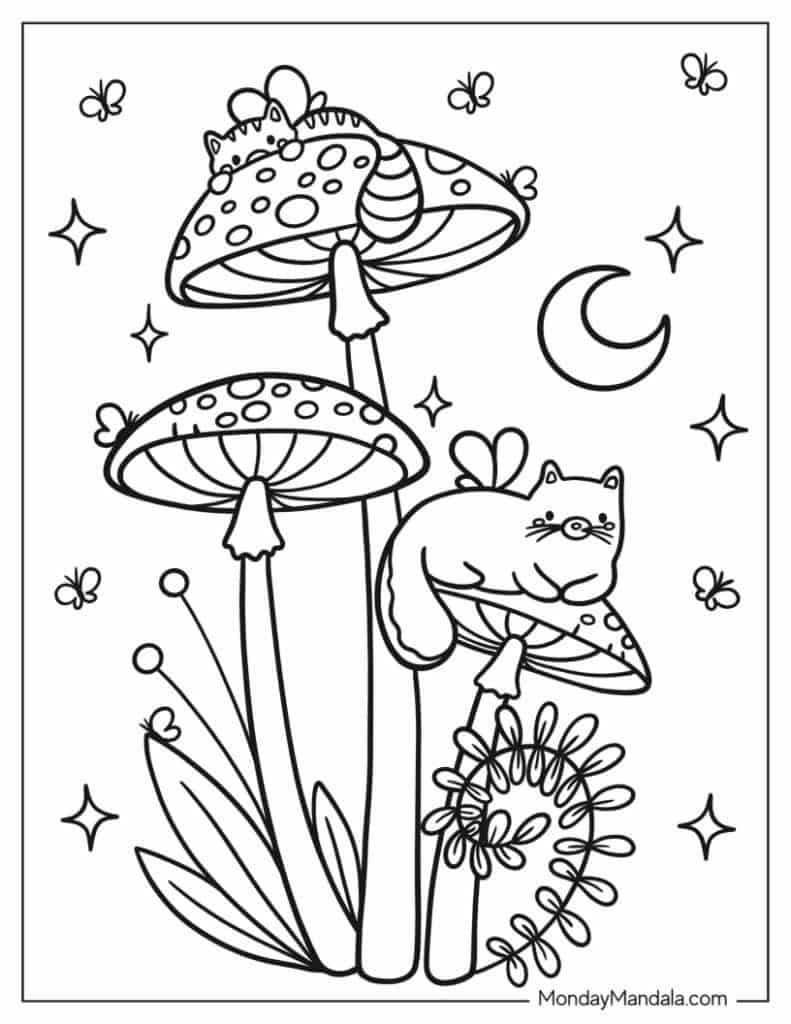 34 Fun Mushrooms Coloring Pages Printable 7