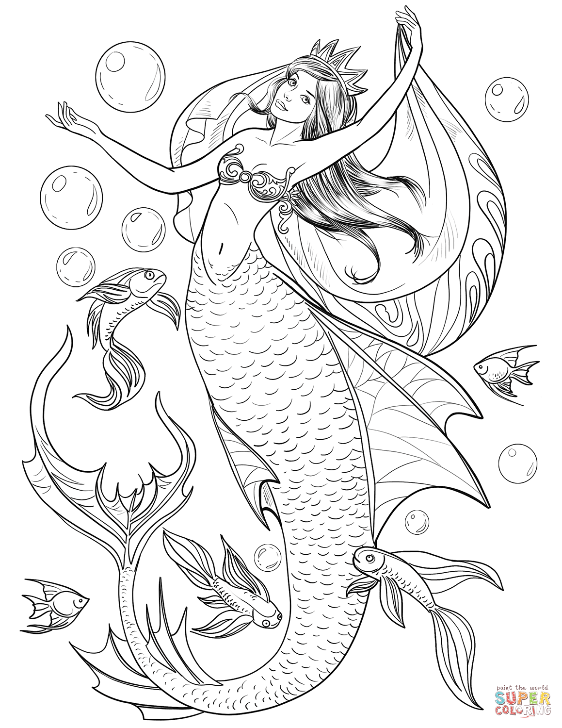 34 Stylish Mermaid Coloring Pages Anime Printable 26