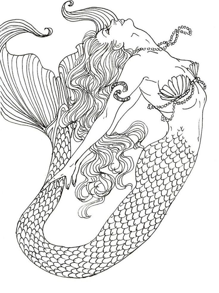 34 Stylish Mermaid Coloring Pages Anime Printable 27