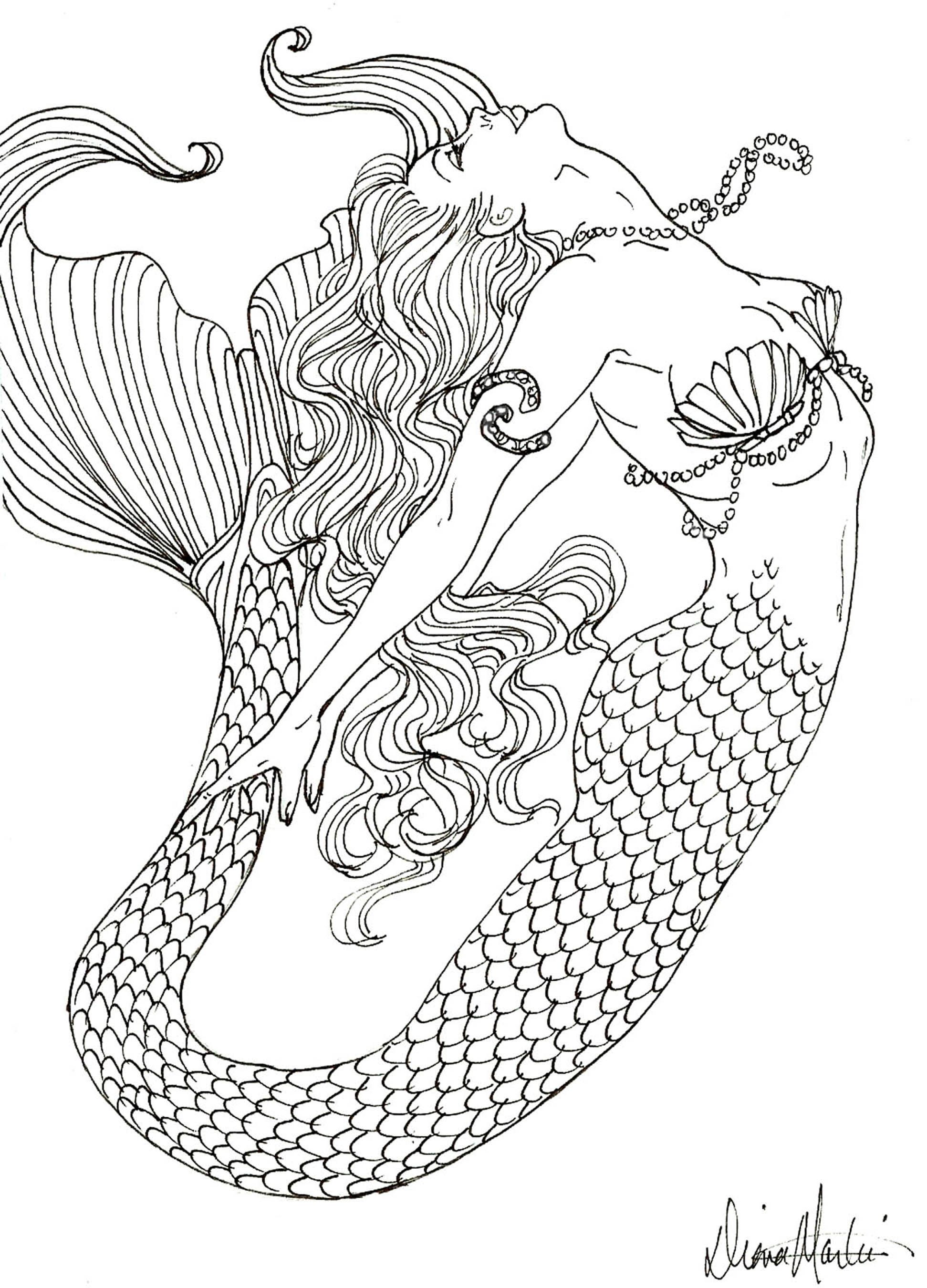 34 Stylish Mermaid Coloring Pages Anime Printable 32