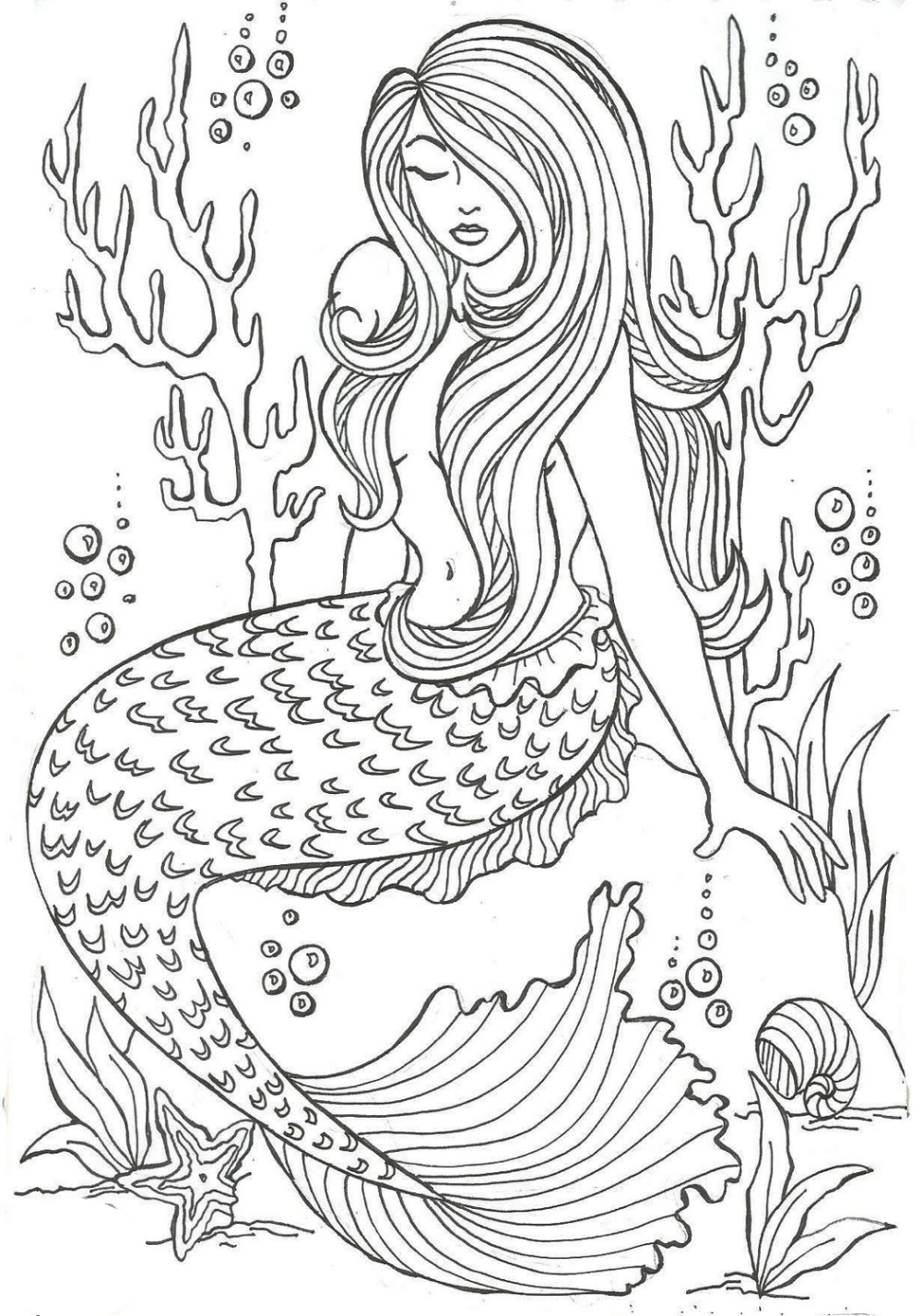 34 Stylish Mermaid Coloring Pages Anime Printable 33