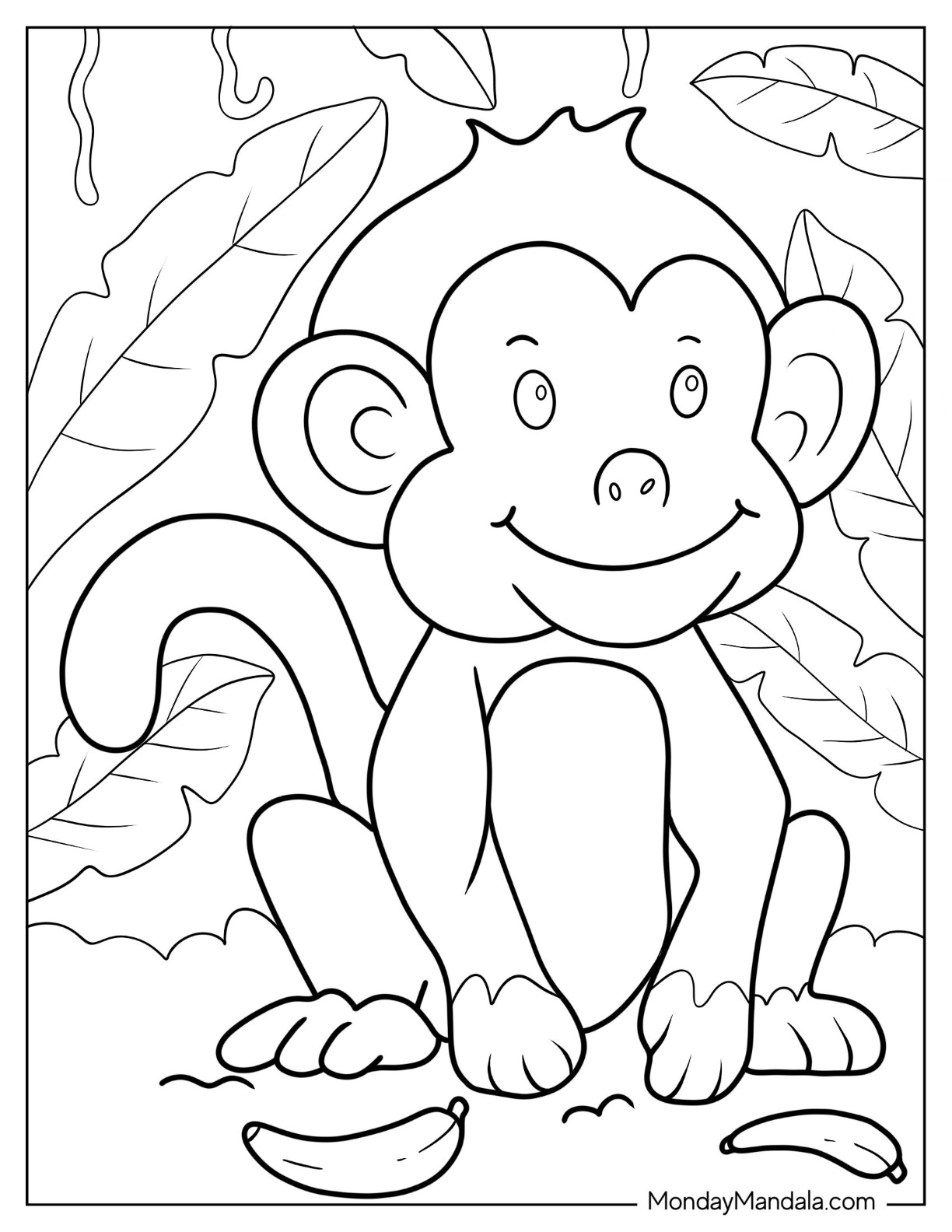 36 Cute Printable Monkey Coloring Pages Printable 13