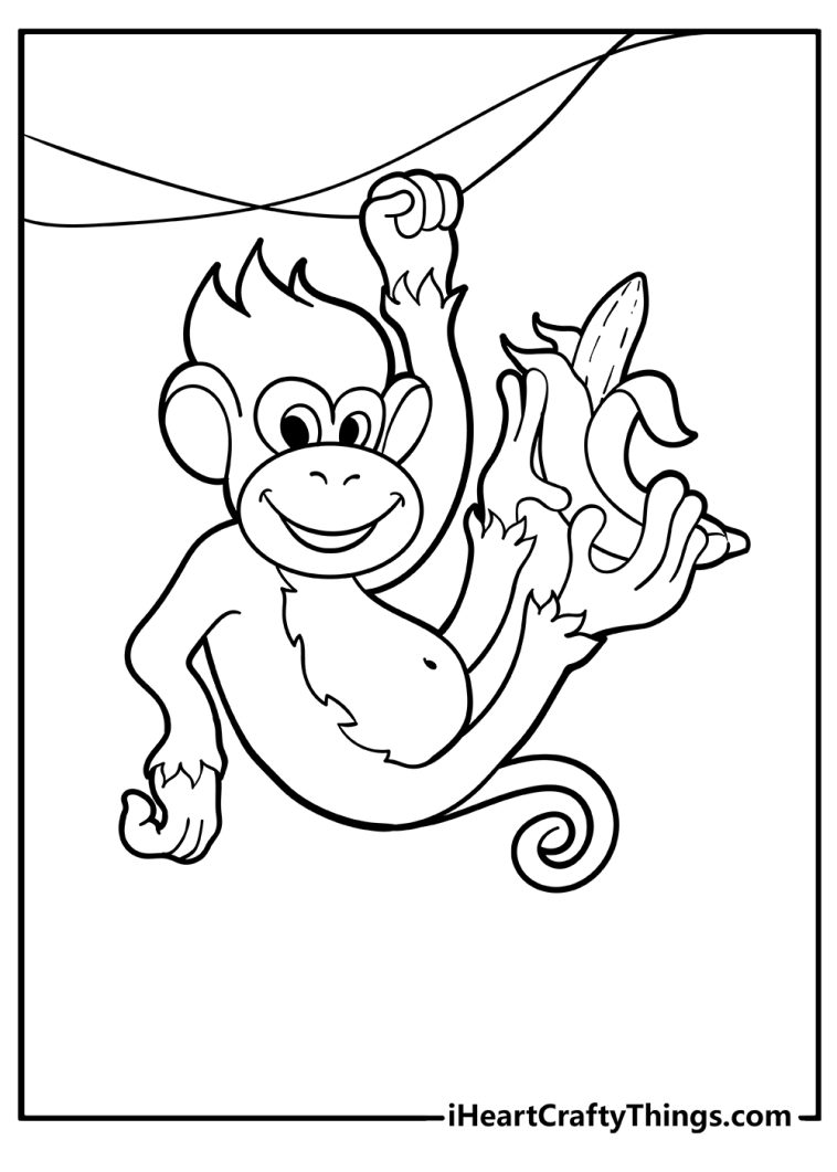 36 Cute Printable Monkey Coloring Pages Printable 6