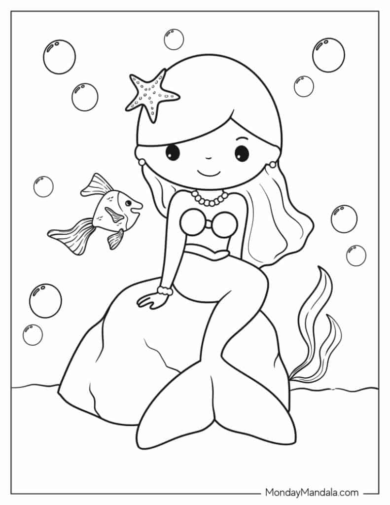 36 Lovely Free Coloring Pages Mermaid Printable 14