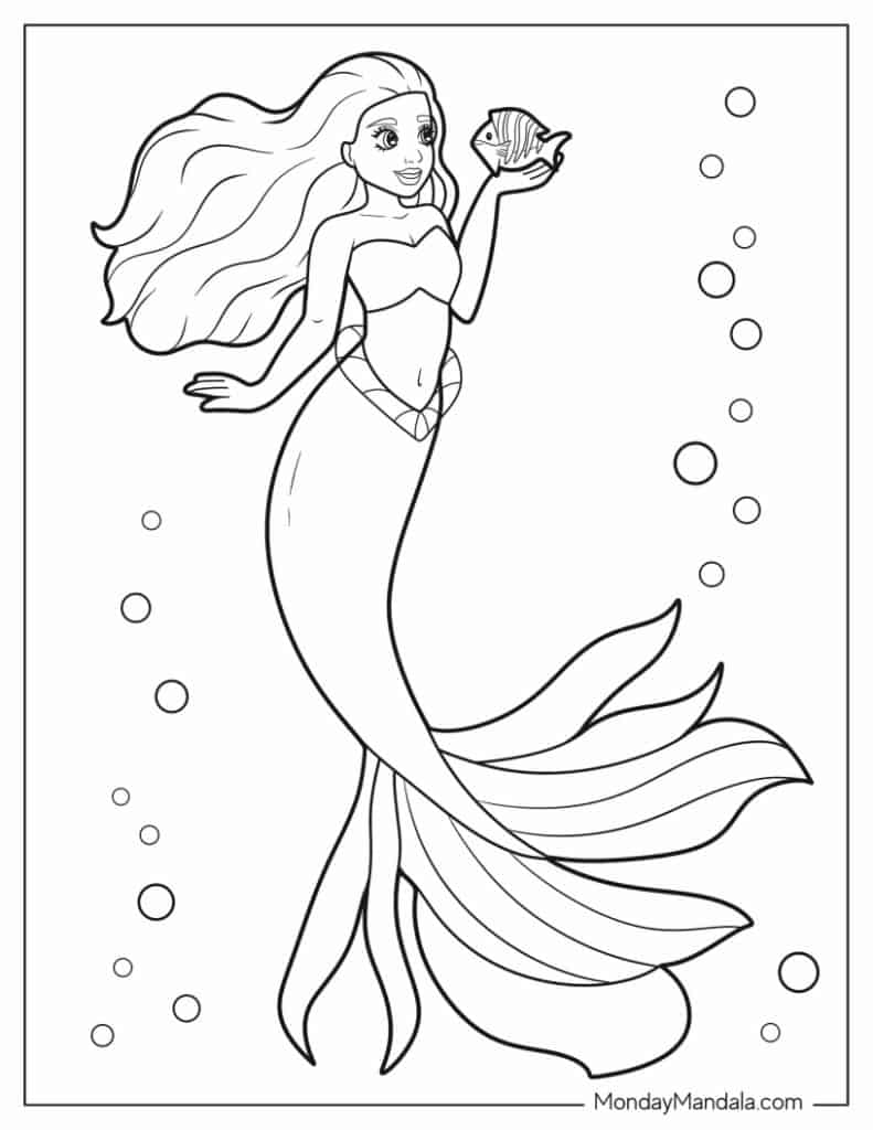 36 Lovely Free Coloring Pages Mermaid Printable 20