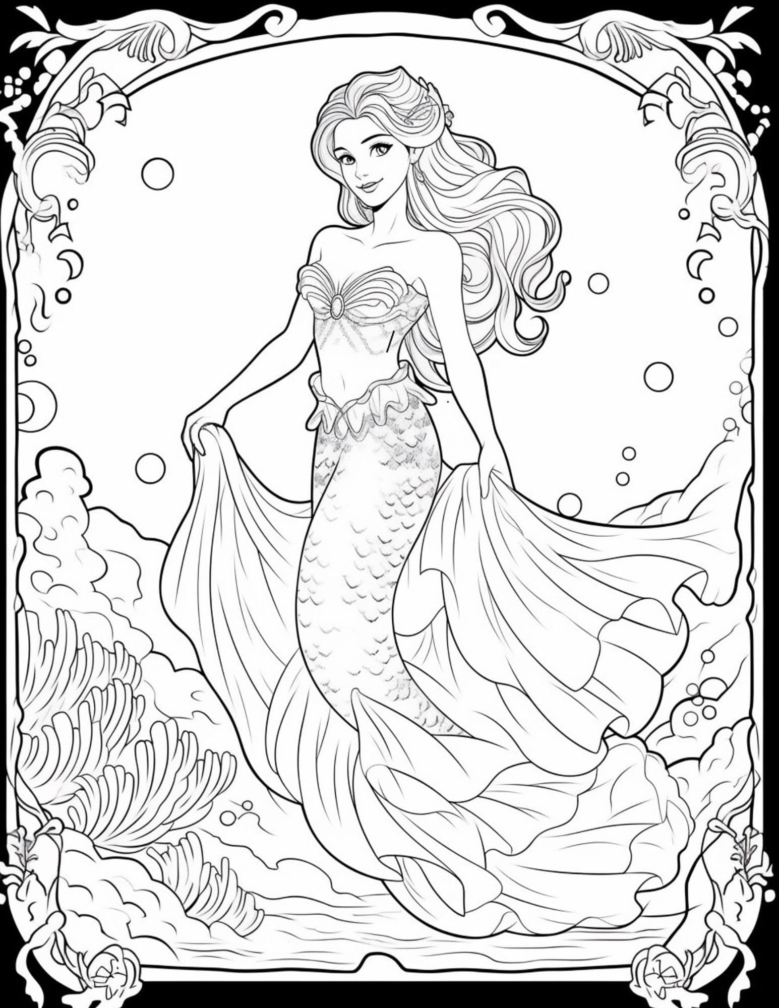 36 Lovely Free Coloring Pages Mermaid Printable 26