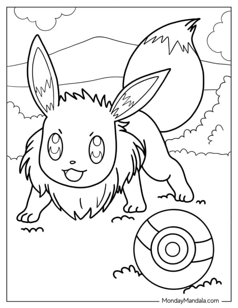 37 Cute Eevee Coloring Pages Printable 19