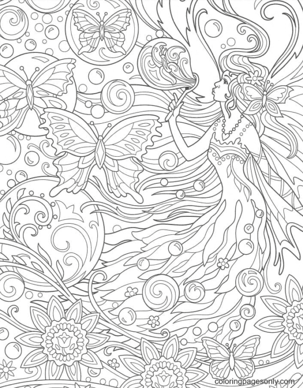 37 Magical Fairy Coloring Page Printable 22