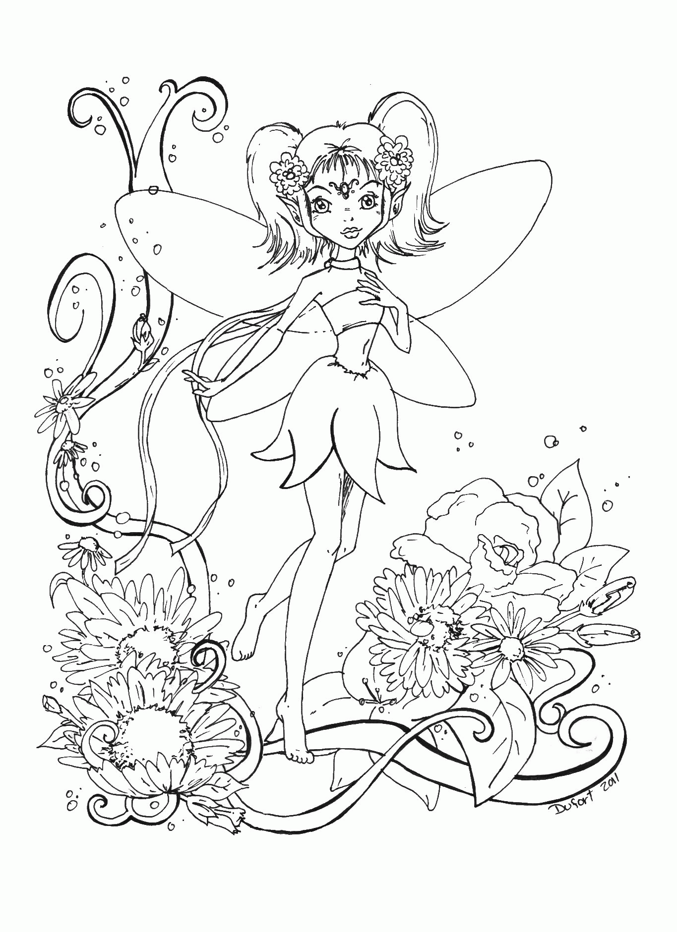 37 Magical Fairy Coloring Page Printable 31