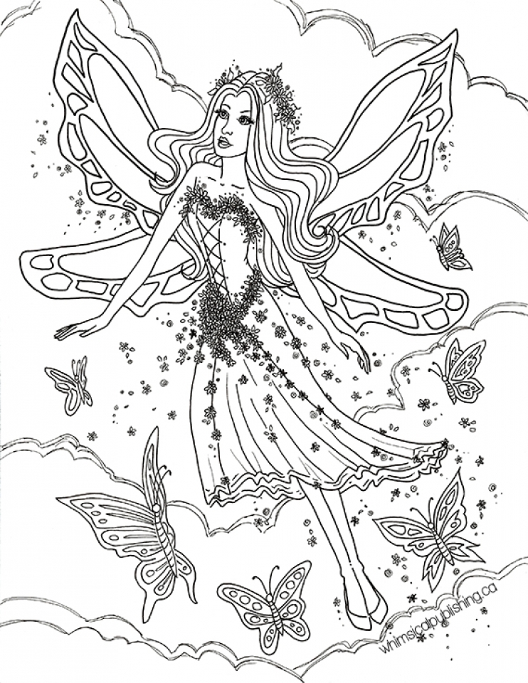 37 Magical Fairy Coloring Page Printable 5