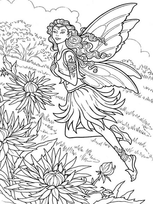 37 Magical Fairy Coloring Page Printable 7