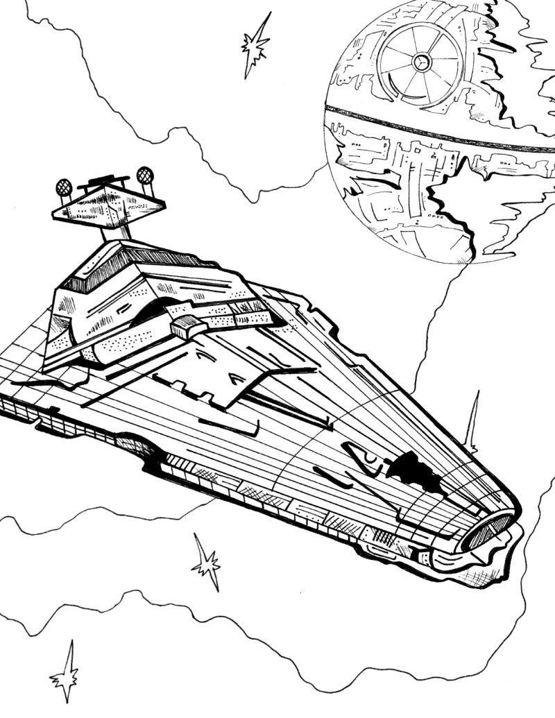 38 Galactic Death Star and Tie Fighters Coloring Pages Printable 5