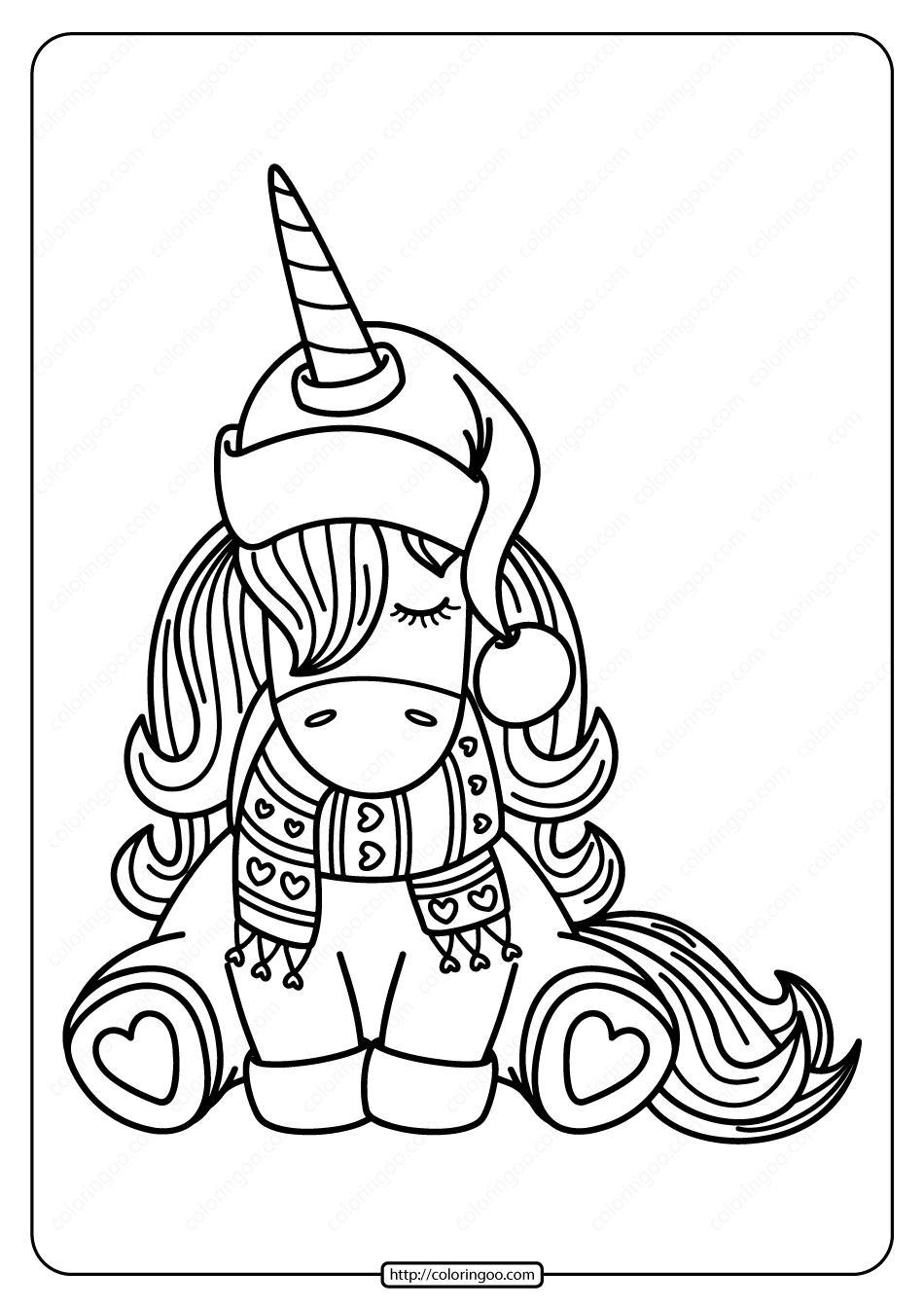 39 Winter Unicorn Coloring Pages Printable 1