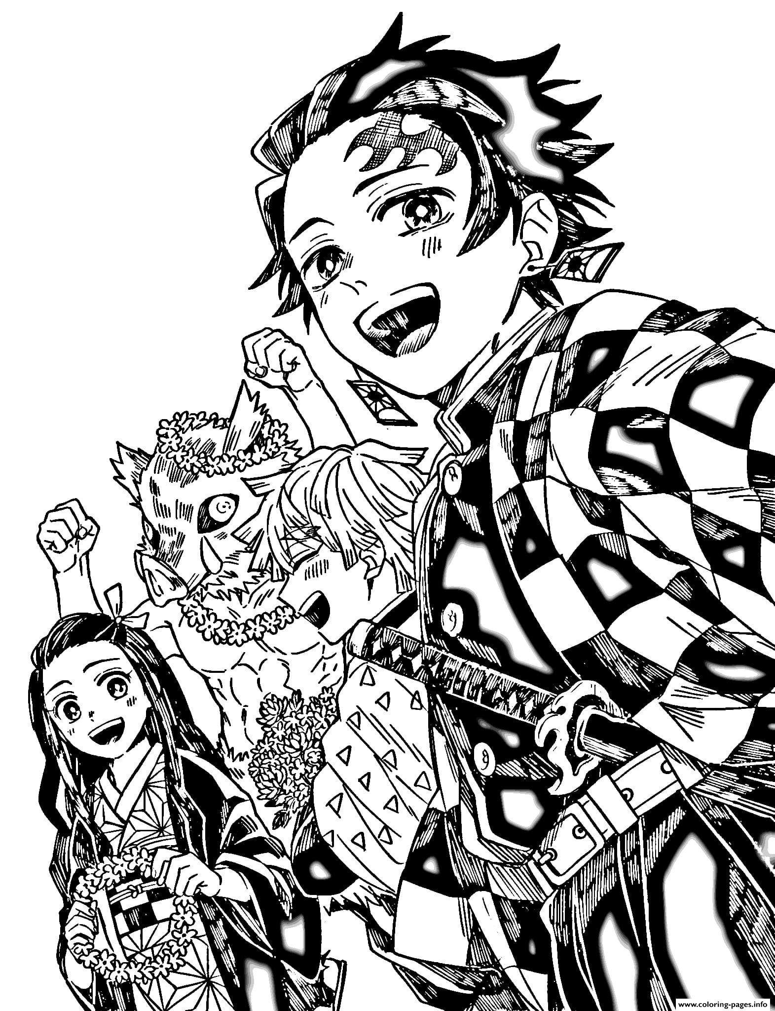 56+ Cheerful Anime Stickers Demon Slayer Coloring Pages Printable