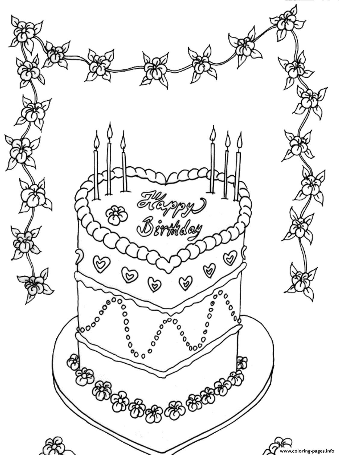 31 Heart Cake Coloring Pages Printable 1