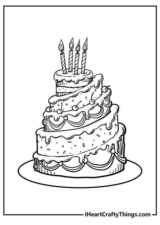 31 Heart Cake Coloring Pages Printable 12