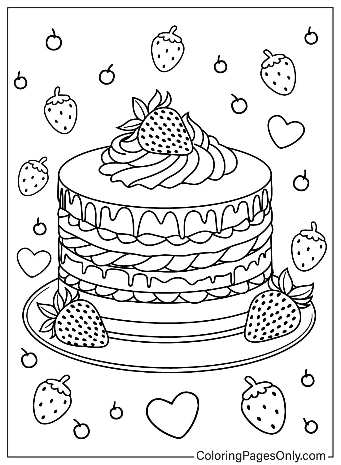 31 Heart Cake Coloring Pages Printable 14