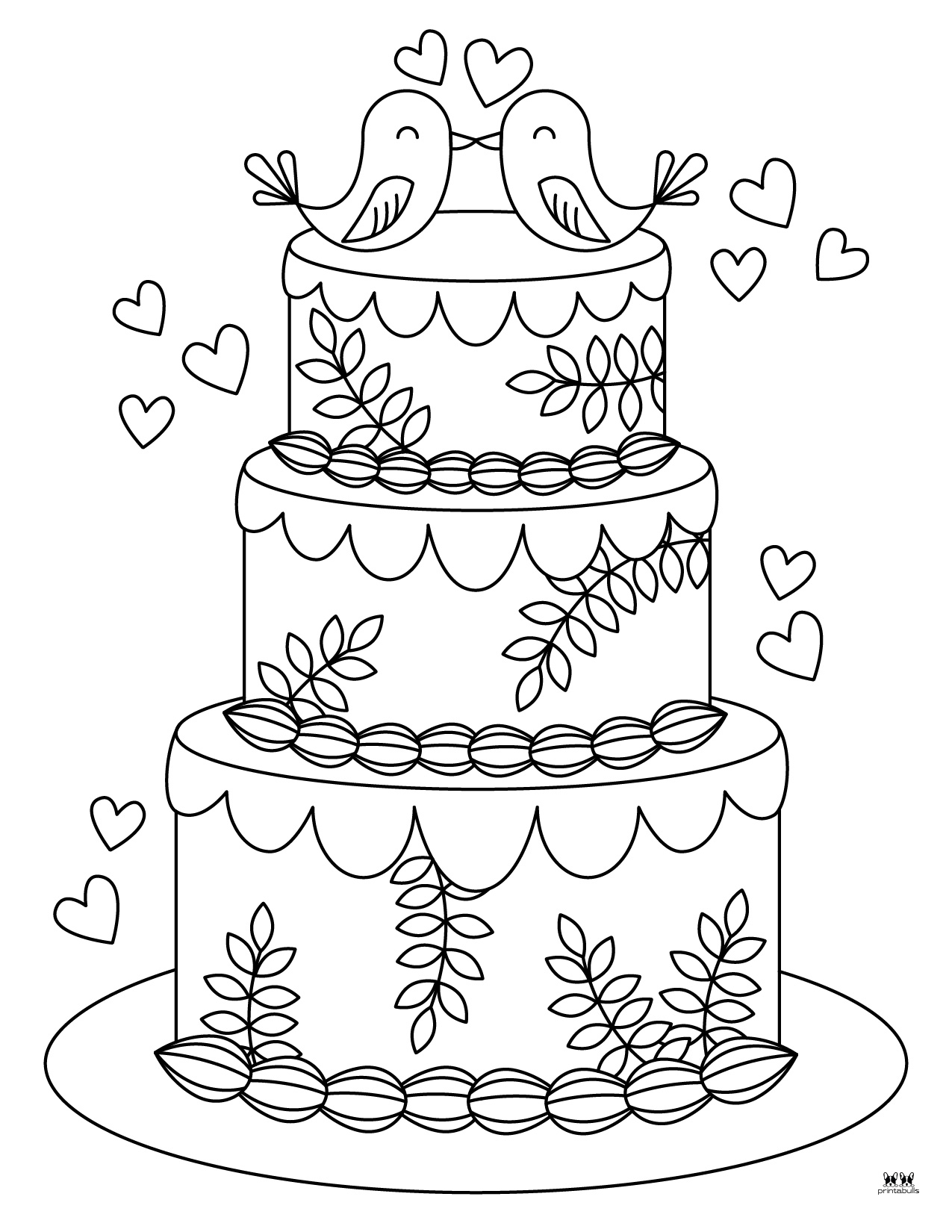 31 Heart Cake Coloring Pages Printable 2