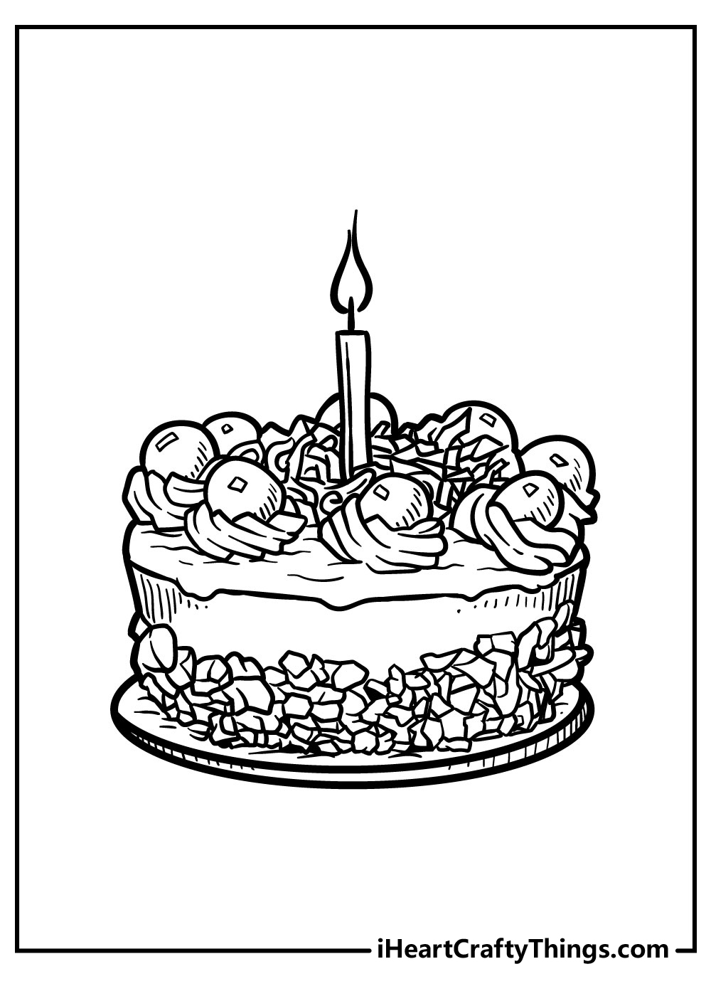 31 Heart Cake Coloring Pages Printable 3