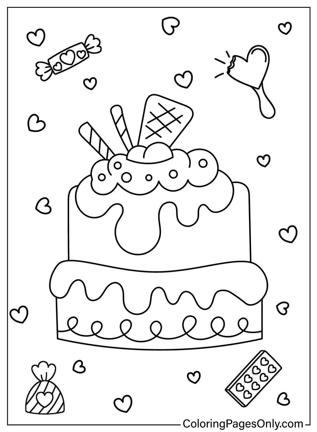 31 Heart Cake Coloring Pages Printable 8