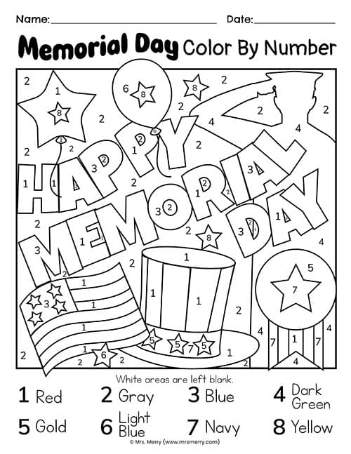 31 Memorial Day Coloring Pages for Elementary Students Printable 6