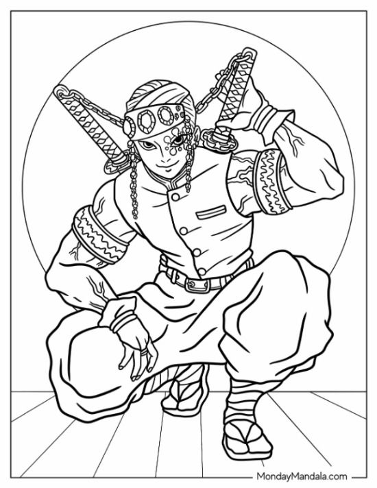 182+ Charming Anime Stickers Demon Slayer Coloring Pages Printable