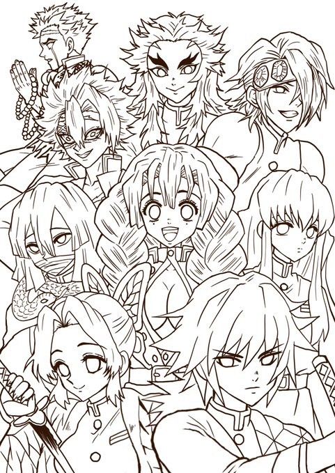 75+ Joyful Anime Stickers Demon Slayer Coloring Pages Printable