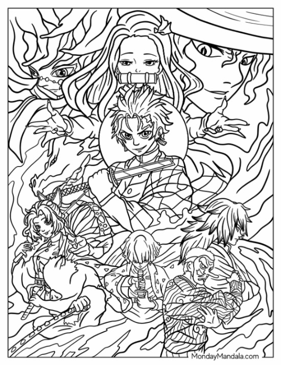 77+ Vibrant Demon Slayer Coloring Pages Printable