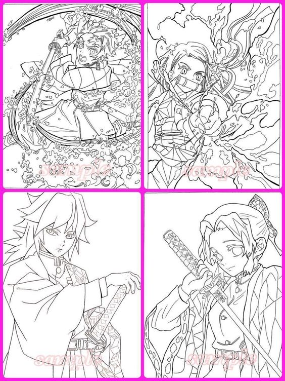 133+ Bright Anime Stickers Demon Slayer Coloring Pages Printable