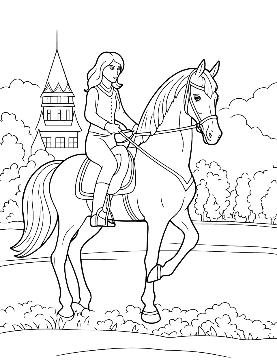 1+ Easy Princess Horse Coloring Pages Printable