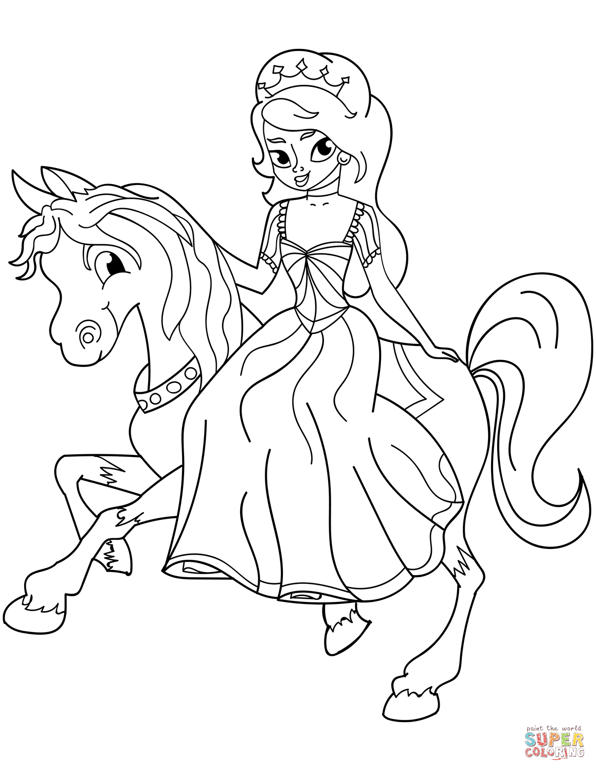 13+ Aesthetic Princess Horse Coloring Pages Printable