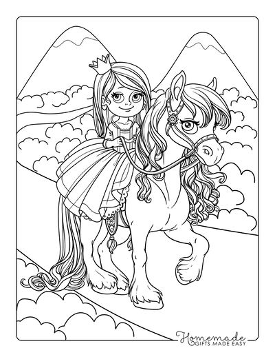 28+ Interactive Princess Horse Coloring Pages Printable