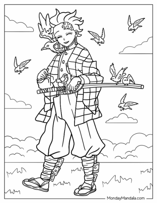 32+ Lovely Sango Demon Slayer Coloring Pages Printable