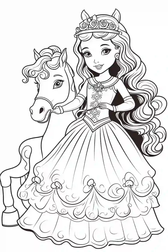 44+ Fun Princess Horse Coloring Pages Printable