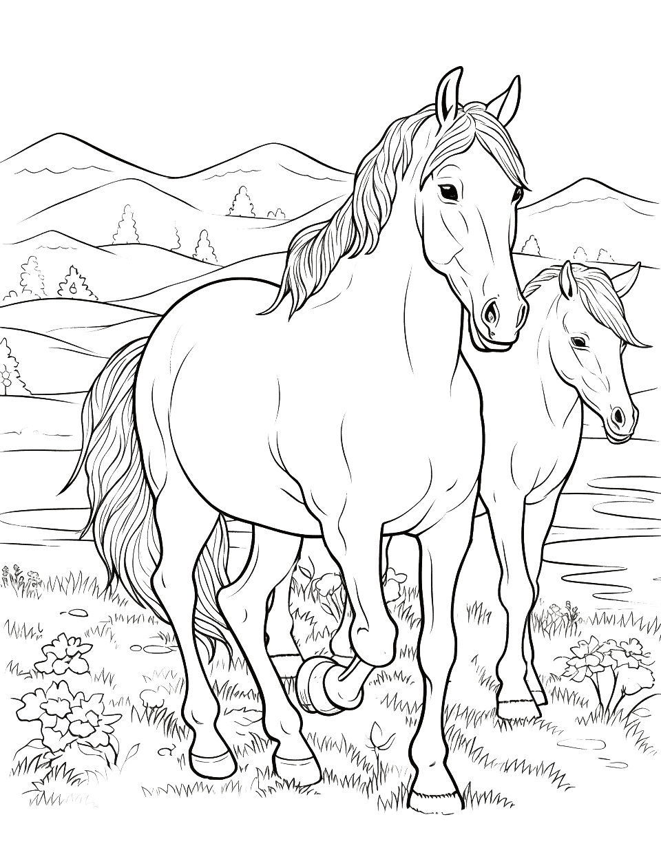 48+ Simple Princess Horse Coloring Pages Printable