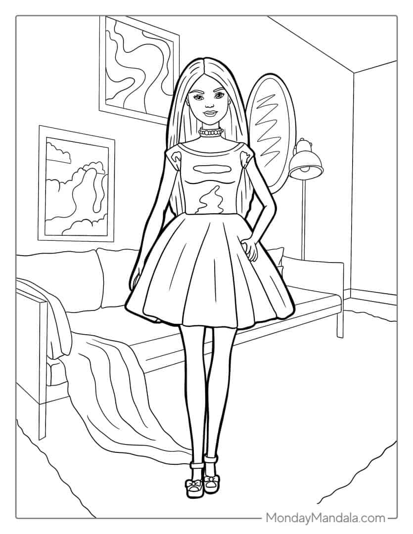 6+ Happy Barbie School Coloring Pages Printable