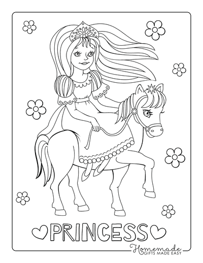 61+ Amazing Princess Horse Coloring Pages Printable