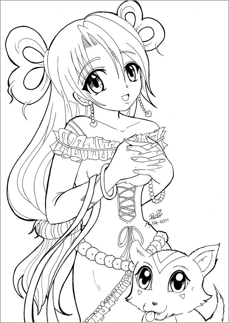 87+ Simple Anime Manga Coloring Pages Printable