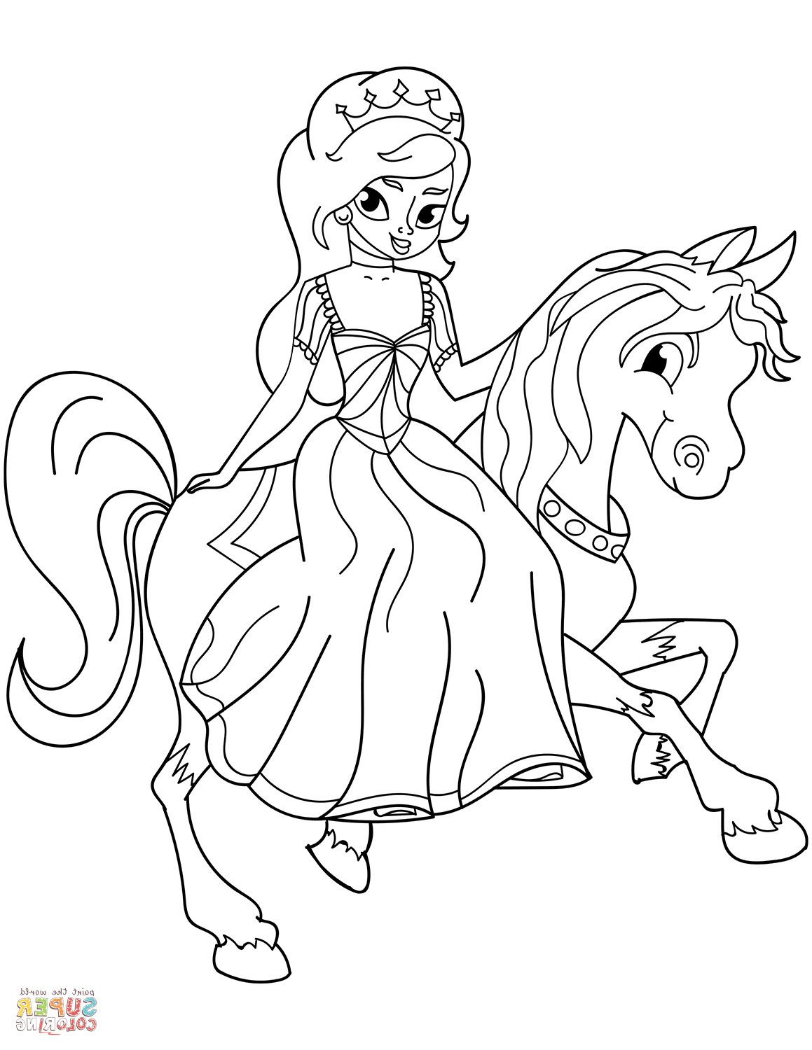 90+ Detailed Princess Horse Coloring Pages Printable