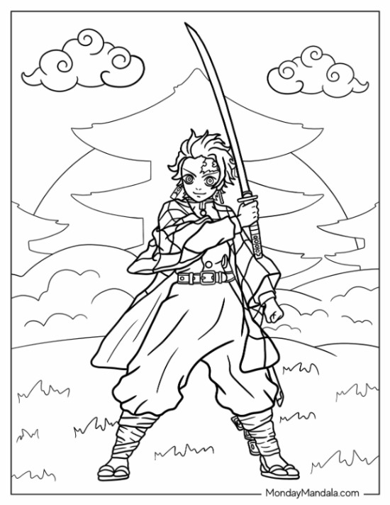 99+ Entertaining Sango Demon Slayer Coloring Pages Printable