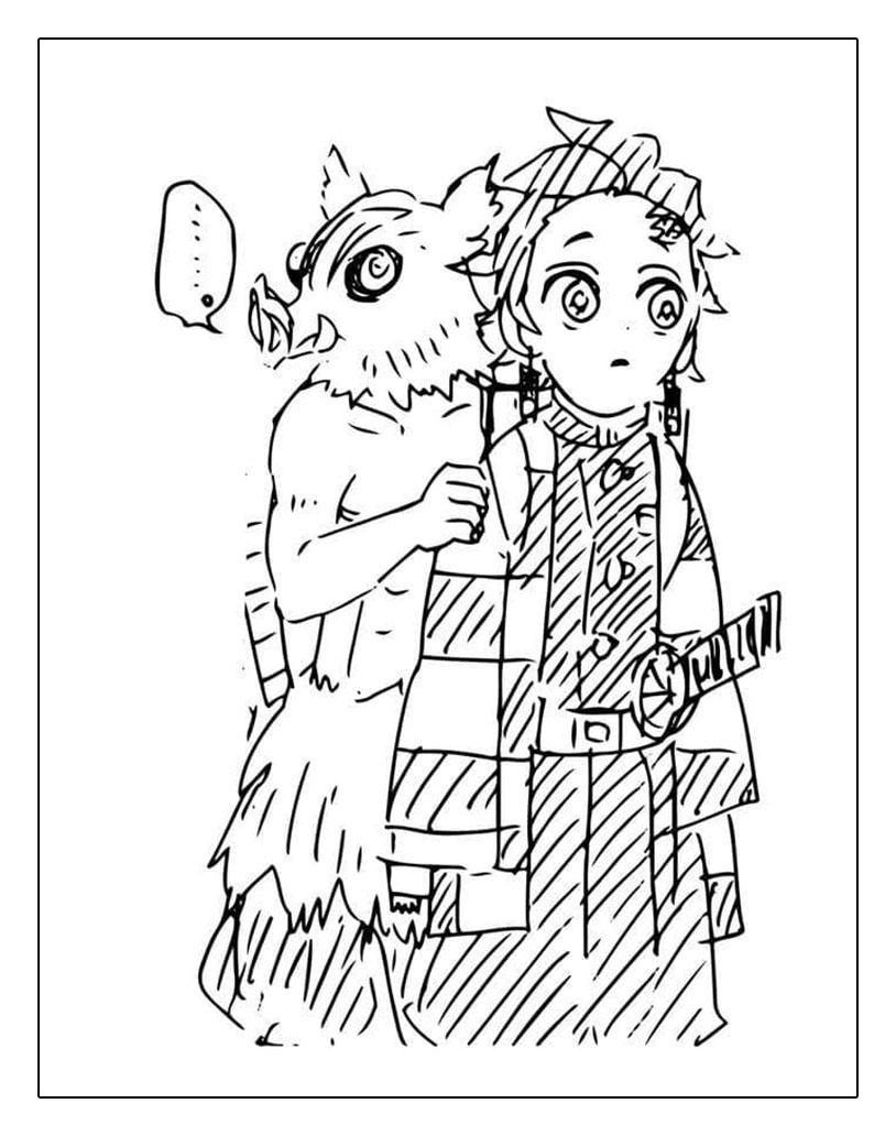 39+ Cute Inosuke Coloring Pages Easy Kids