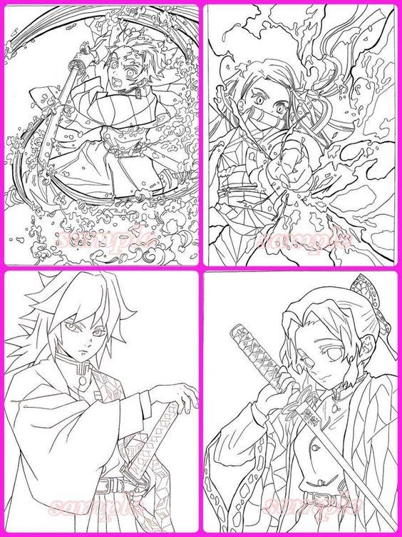 41+ Trendy Demon Slayer Girls Outline Coloring Pages and Drawing