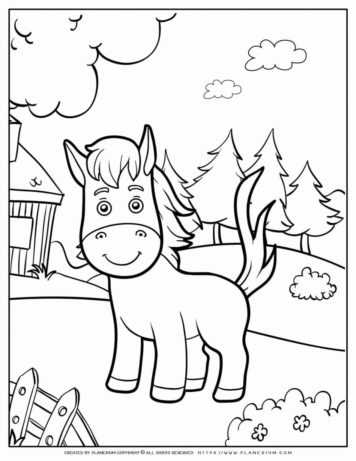 10 Farm Animal Coloring Pages Horse 1